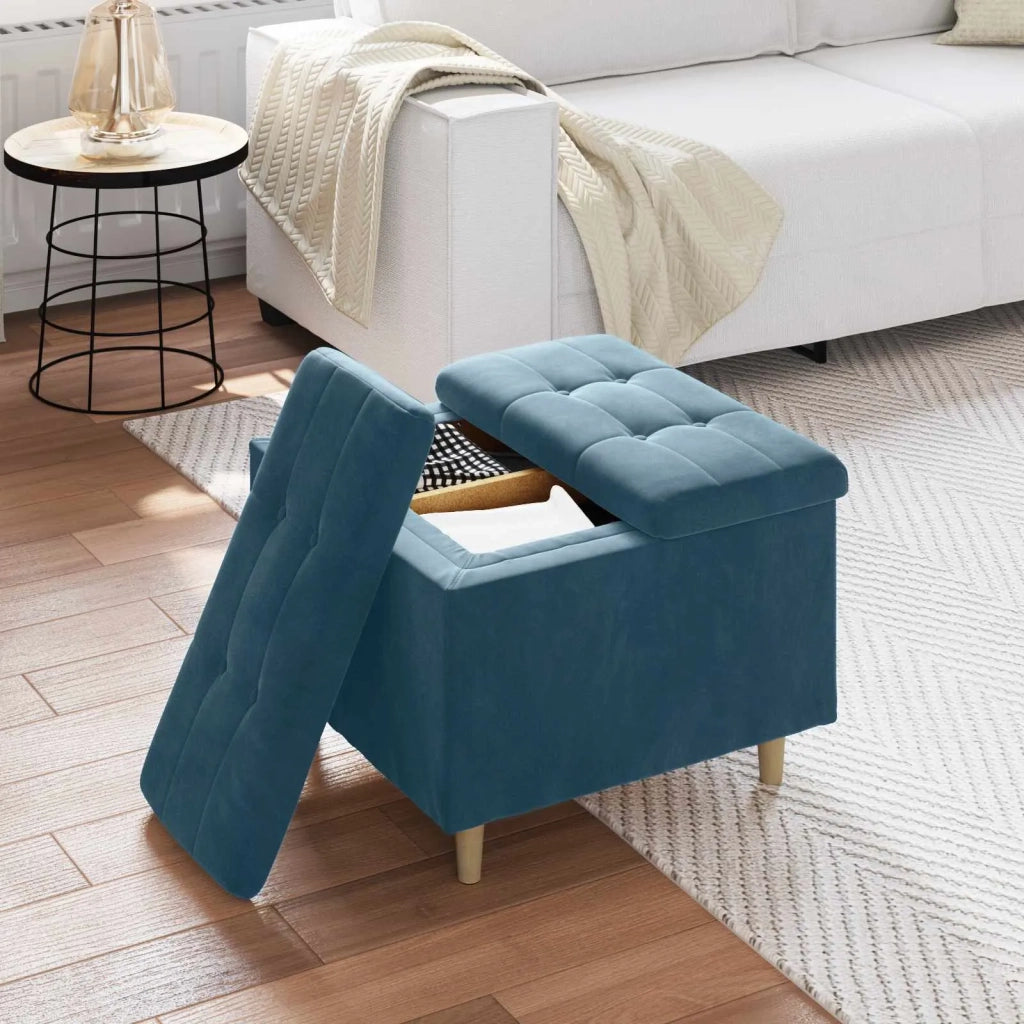 Pouf contenitore con cuscino Blu 60 x 60 x 45 cm Velluto
