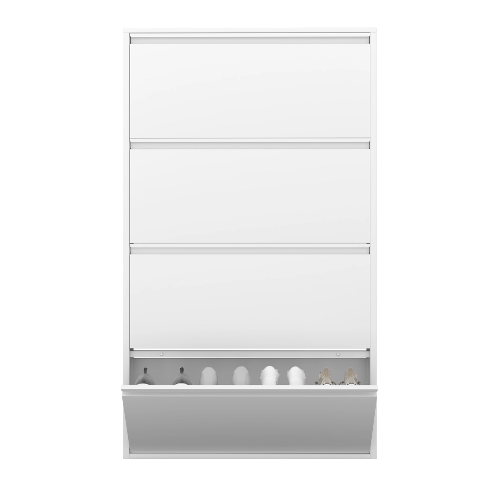 SCARPIERA A PARETE 89x45x13,5 cm Metallo Bianco con cassetti ribaltabili