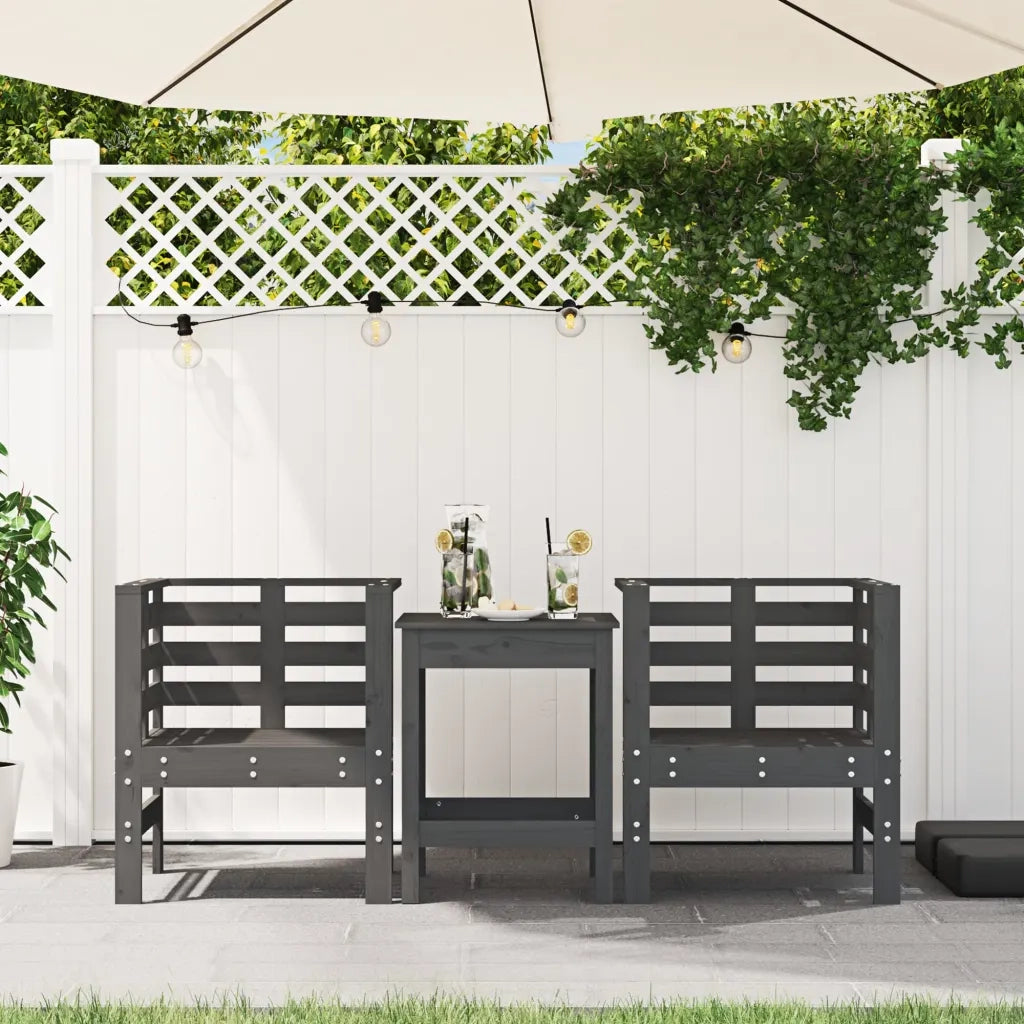 Sedie da Giardino 2 pz | Sedie da Esterno Grigie 61,5x53x71cm Legno Massello Pino