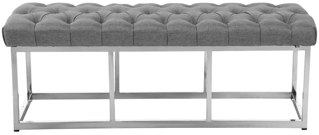 Panca AMUN in tessuto e acciaio inox grigio,120 cm