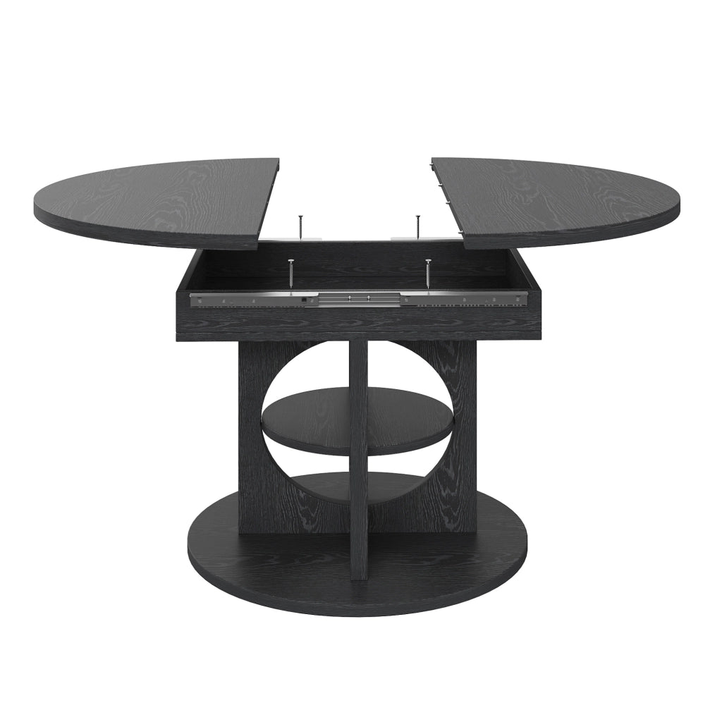 Tavolo da pranzo allungabile 110-150x110x76 cm con spazio contenitore in MDF nero