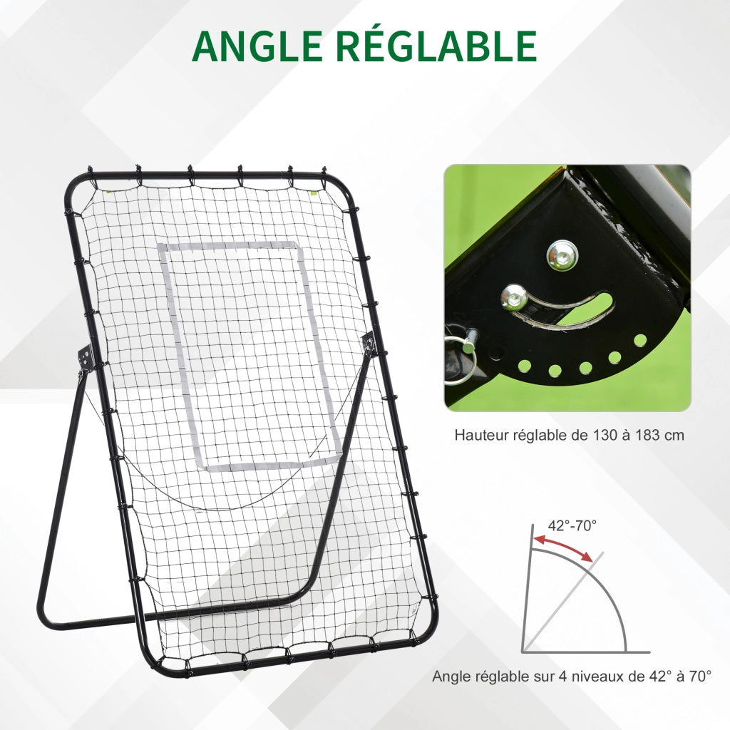 Rete da calcio regolabile in altezza e angolo ¨C zephmum ¨C 123x73x178,5 cm nero e bianco