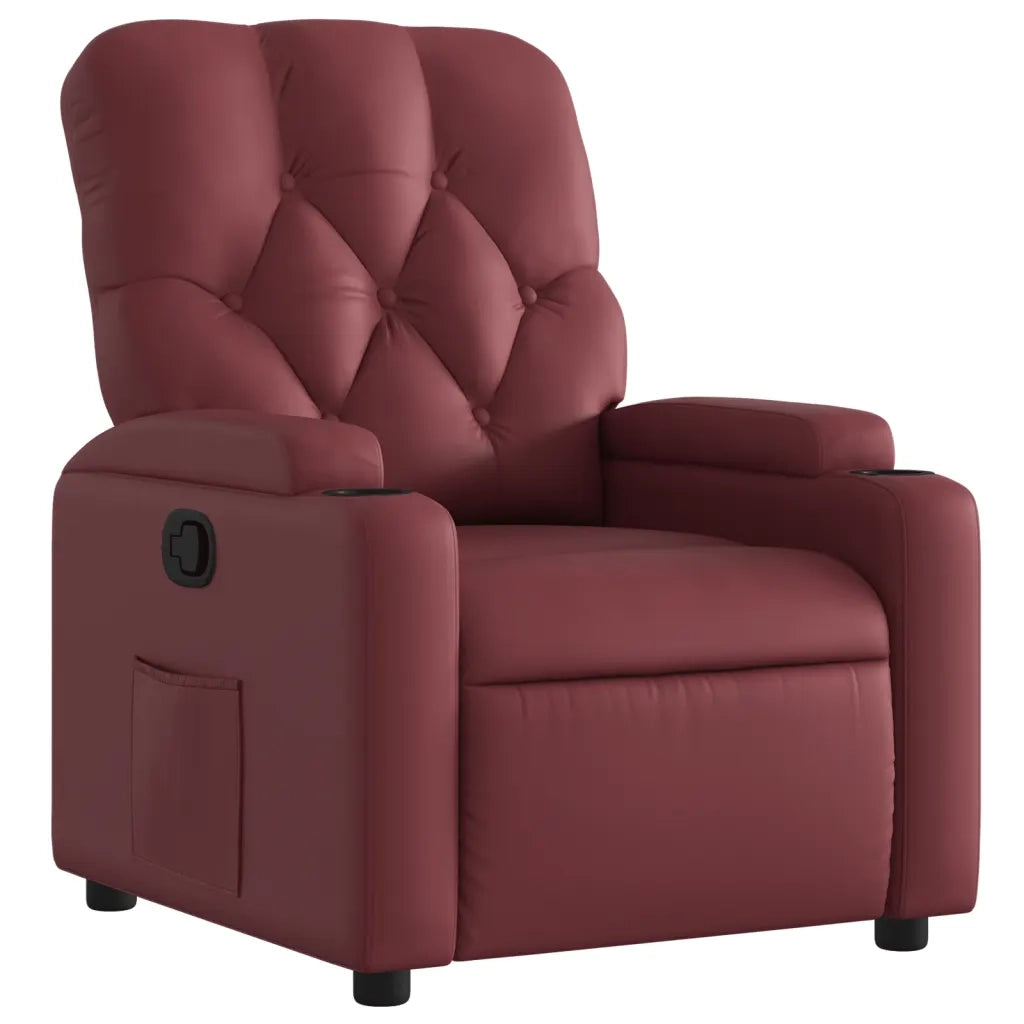 Divano Sedia-Poltrona Reclinabile Rosso Vino in Similpelle 642808