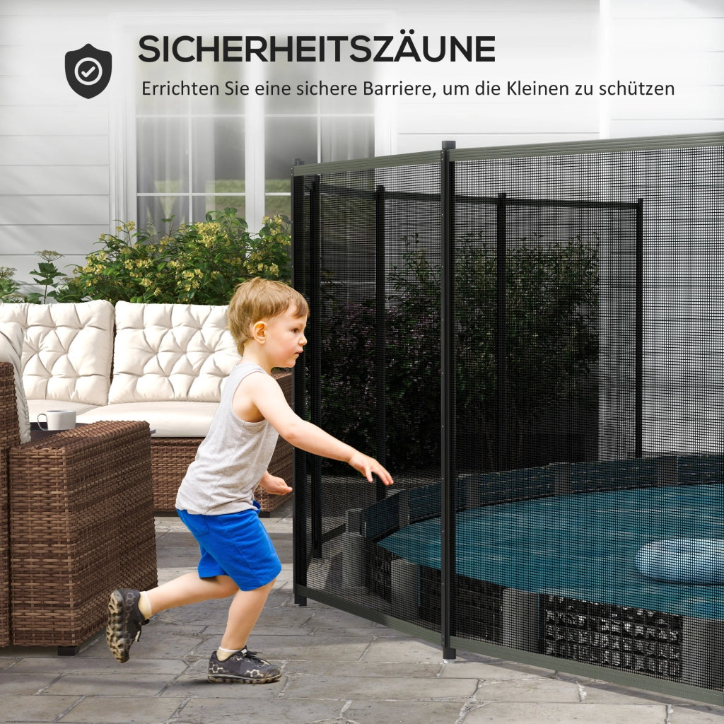 RECINZIONE PER PISCINA Set 4 pezzi 365x126 cm Alluminio Nero