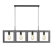 Lampadario Contemporaneo Plaza Acciaio Nero 4 Luci E27