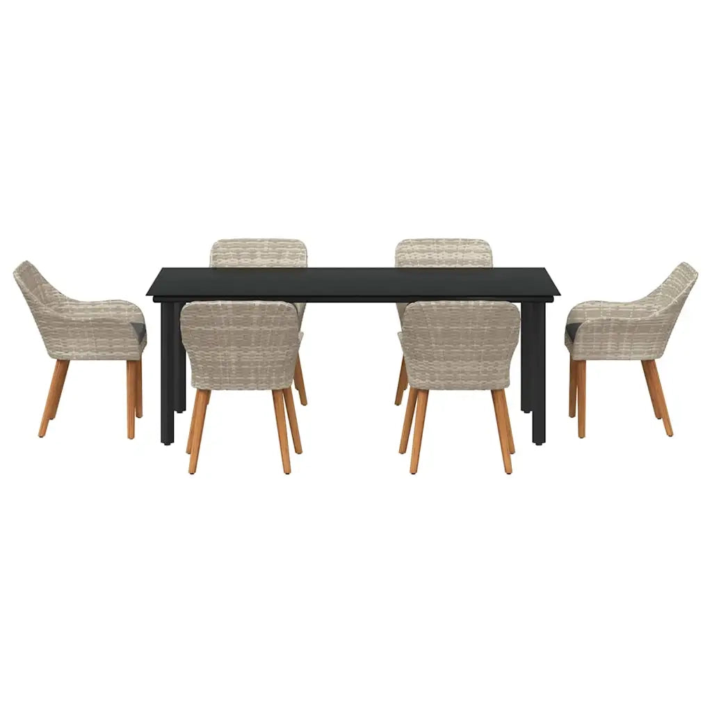 Set da Pranzo per Giardino 7 pcs Grigio chiaro polyrattan
