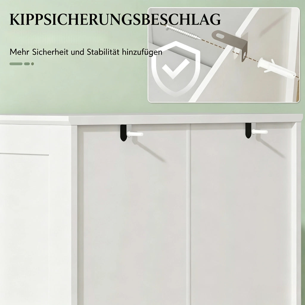 Credenza alta da cucina con ripiani regolabili e vetrina in acrilico, per cucina, bianca, 60 × 40 × 162 cm