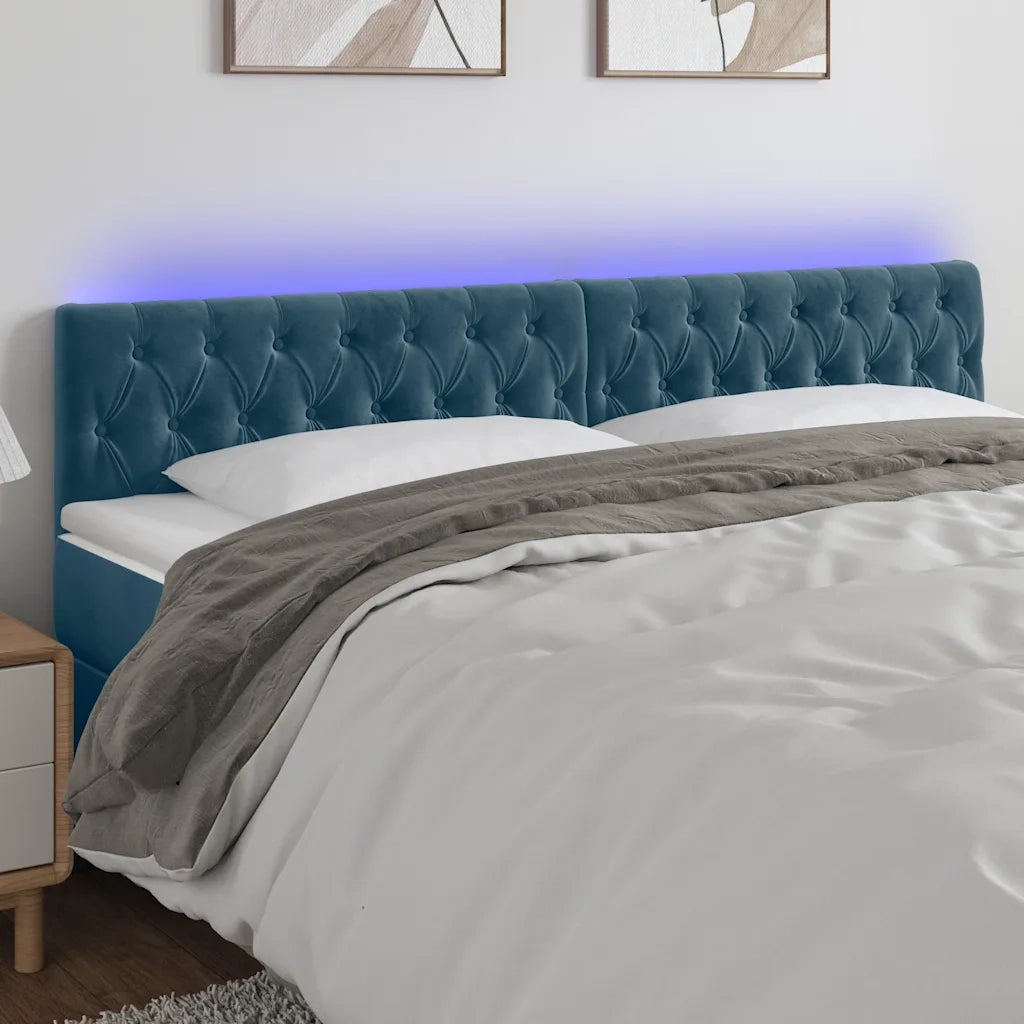Testiera a LED-Testata con LED Blu Scuro 180x7x78/88 cm in Velluto