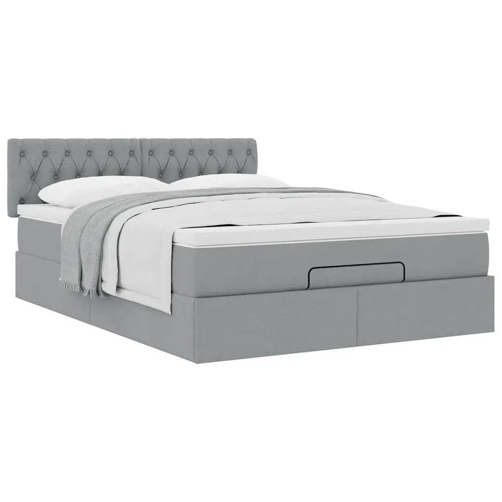 vidaXL Pouf Letto con Materasso Grigio Chiaro 140x190 cm in Tessuto