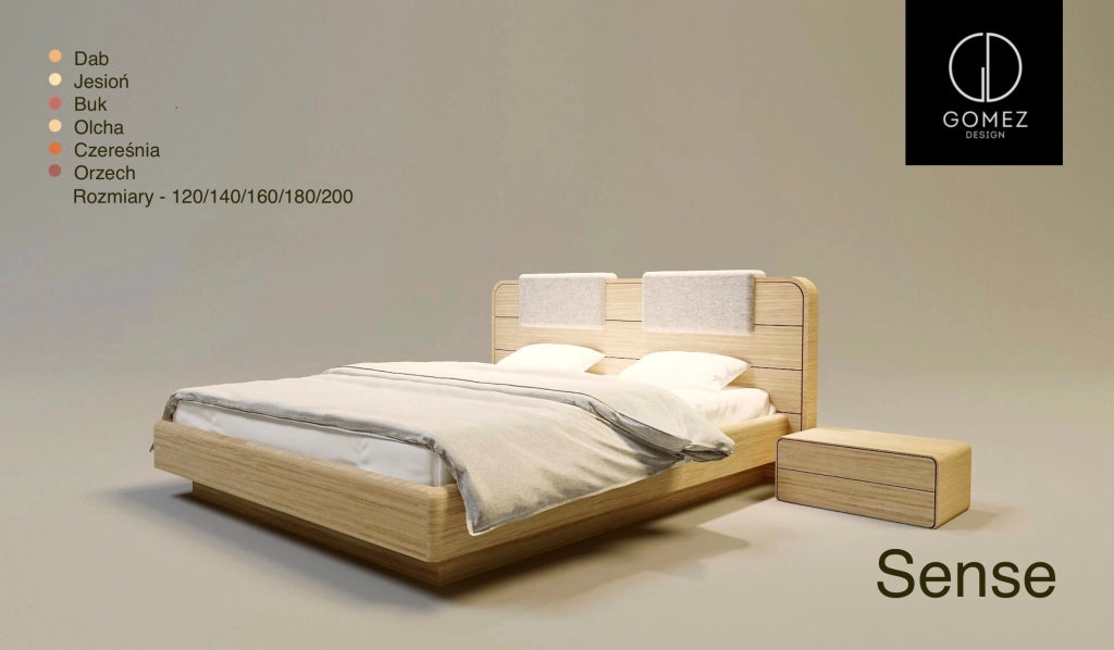 LETTO IMBOTTITO SENSE 140x200 SOLIK ROVERE NATURALE