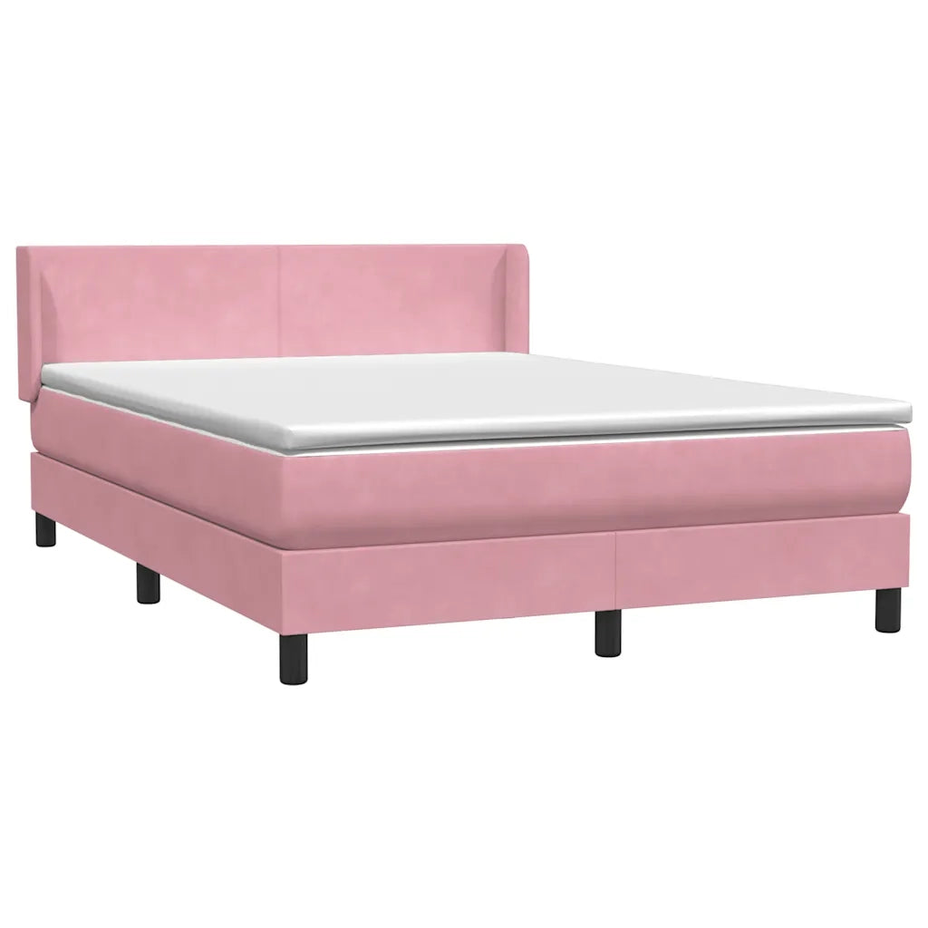 Giroletto a Molle con Materasso Rosa 140x210 cm in Velluto