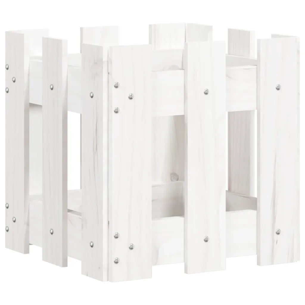Fioriera Giardino a Recinzione Bianco 30x30x30 cm Massello Pino 832443