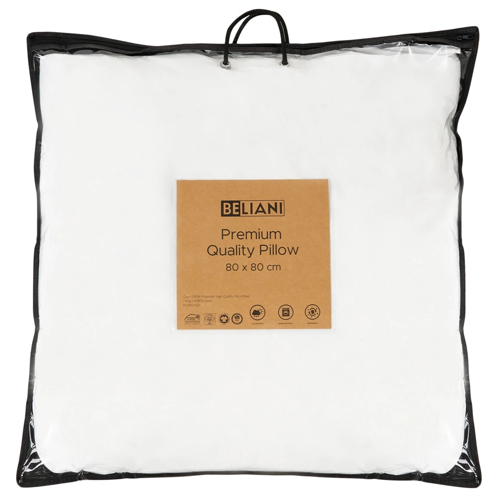 Set di 2 cuscini tradizionali bianchi in microfibra e poliestere ad alto profilo 80 x 80 cm camera da letto design classico