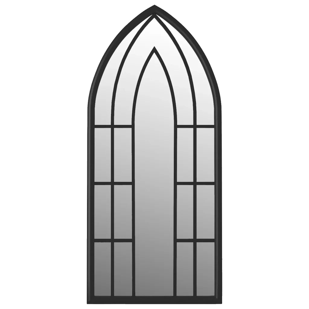Specchio da Giardino Nero 70x30 cm in Ferro per Uso Esterno