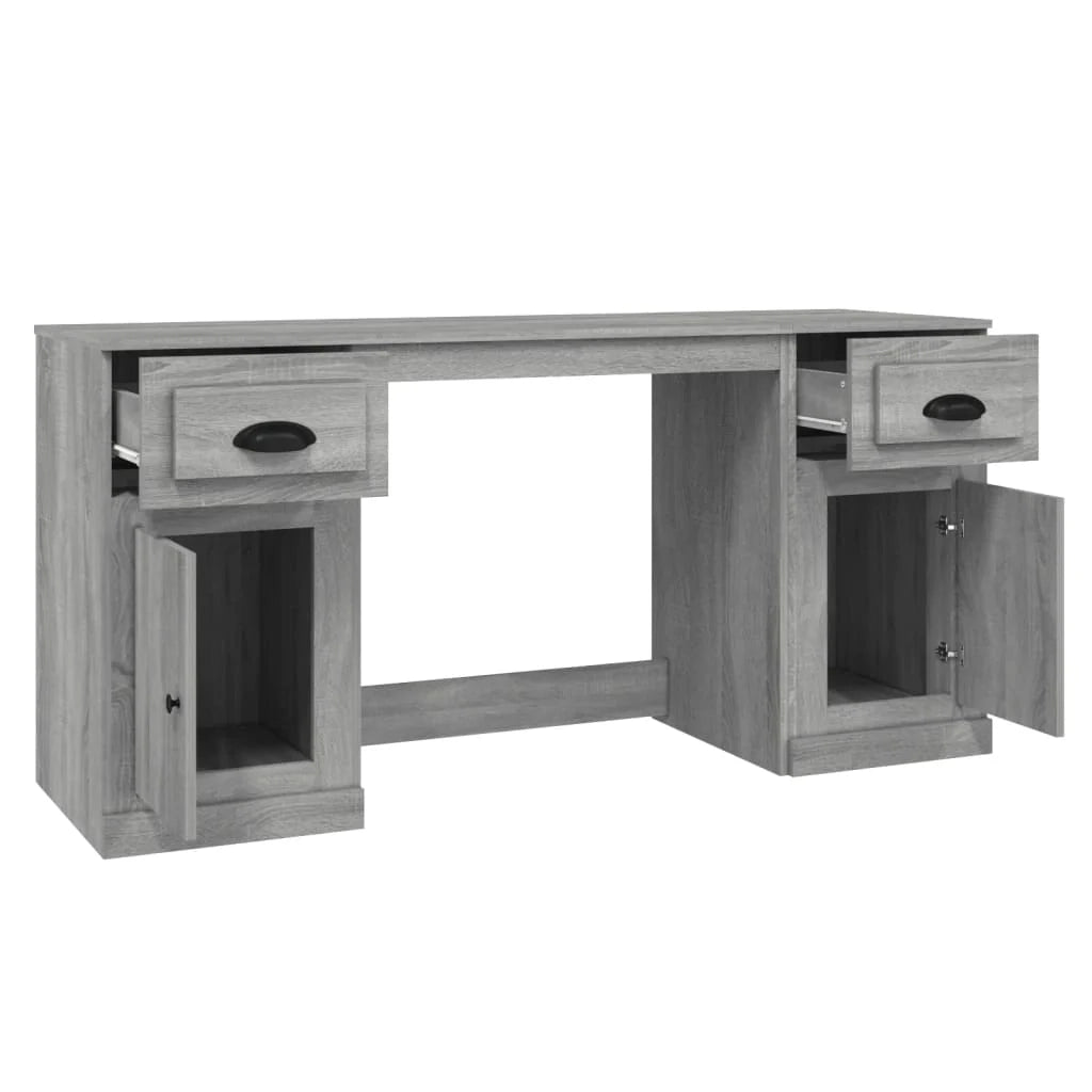 Scrivania da ufficio postazione di lavoro mobile per computer studio con mobiletto legno ingegnerizzato Sonoma grigio 02_0023399