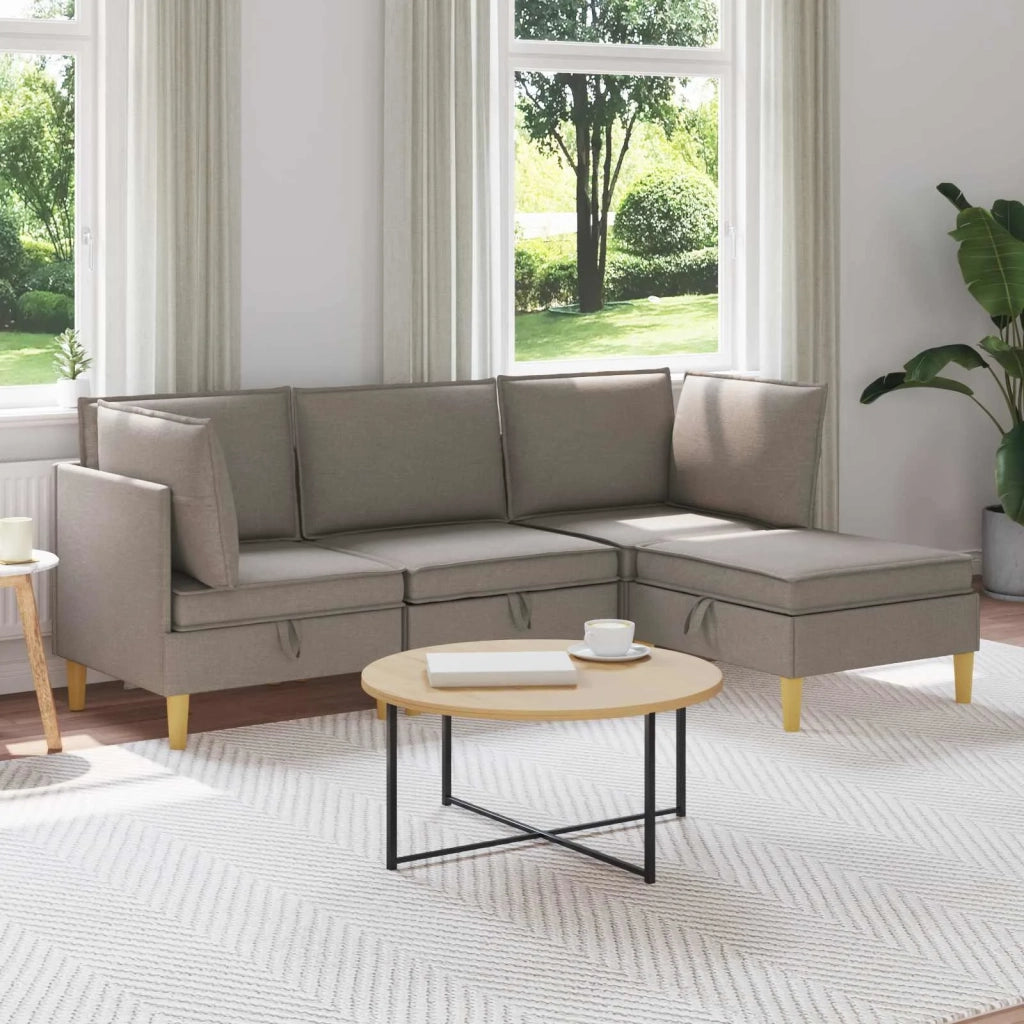 Set di mobili per il soggiorno 4 pcs Tortora Tessuto 3413705