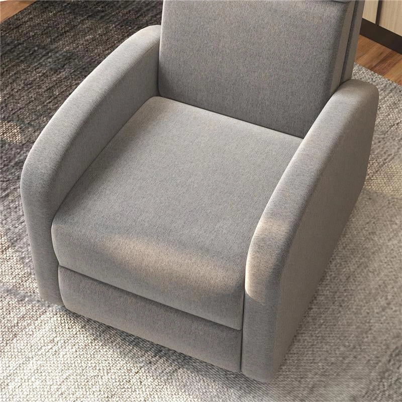 POLTRONA RECLINABILE 160° IN TESSUTO EFFETTO LINO CON BRACCIOLI QUADRATI, 64X86X102 CM, GRIGIA