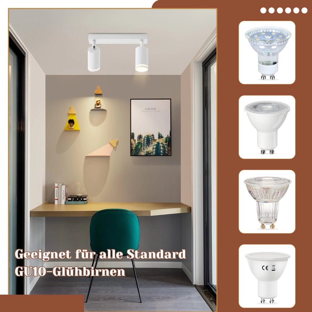 ZMH Faretto da soffitto bianchi 2 fiamme GU10 orientabili legno anche parete per soggiorno senza lampadina