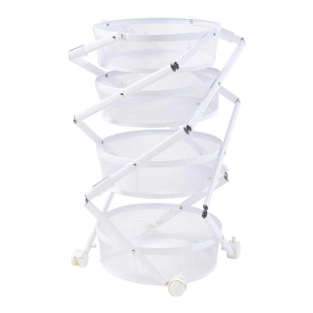 Carrello da Cucina Sørreisa con 4 Cestelli Telaio Pieghevole Bianco [en.casa]