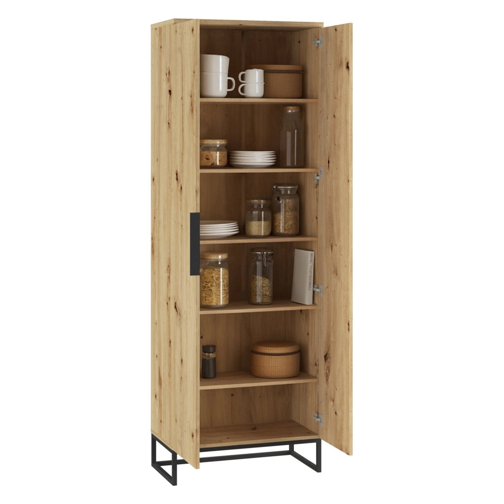 Casazza, Armadio Multiuso 2 Ante 5 Ripiani, 68x197h cm Marrone Rovere Nodi