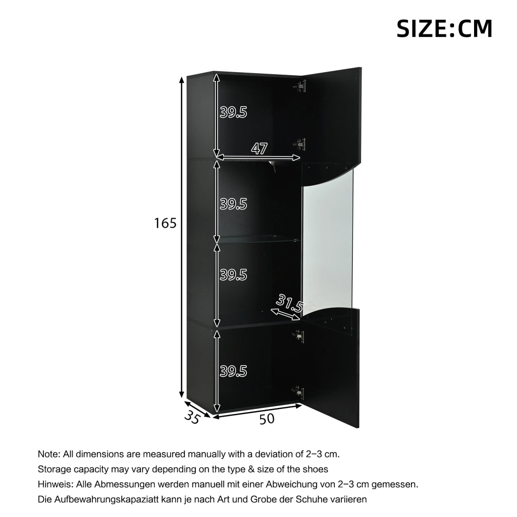 Vetrina Alta Soggiorno con LED ¨C MINIMAL ¨C Nero Lucido 35x50x165
