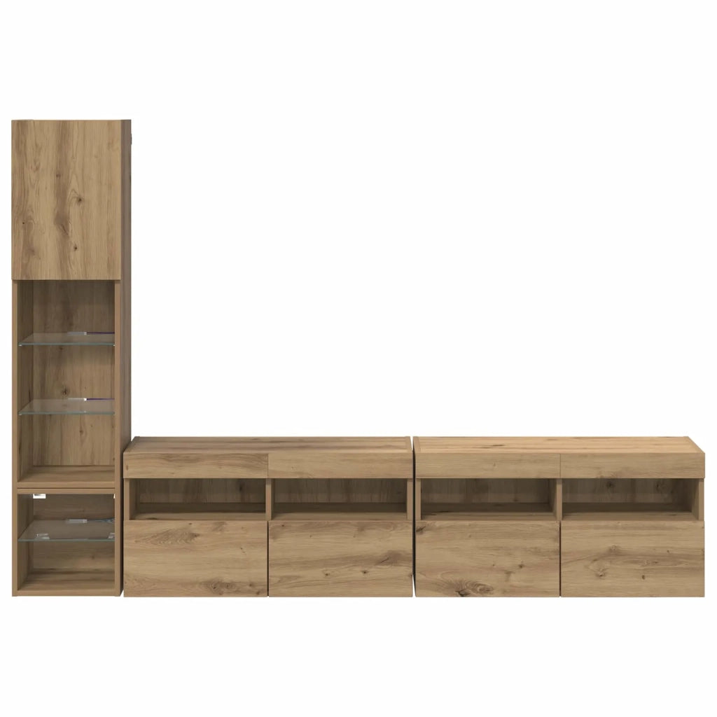 Unità TV da Parete 4 pcs Rovere artigianale Legno multistrato 3402966