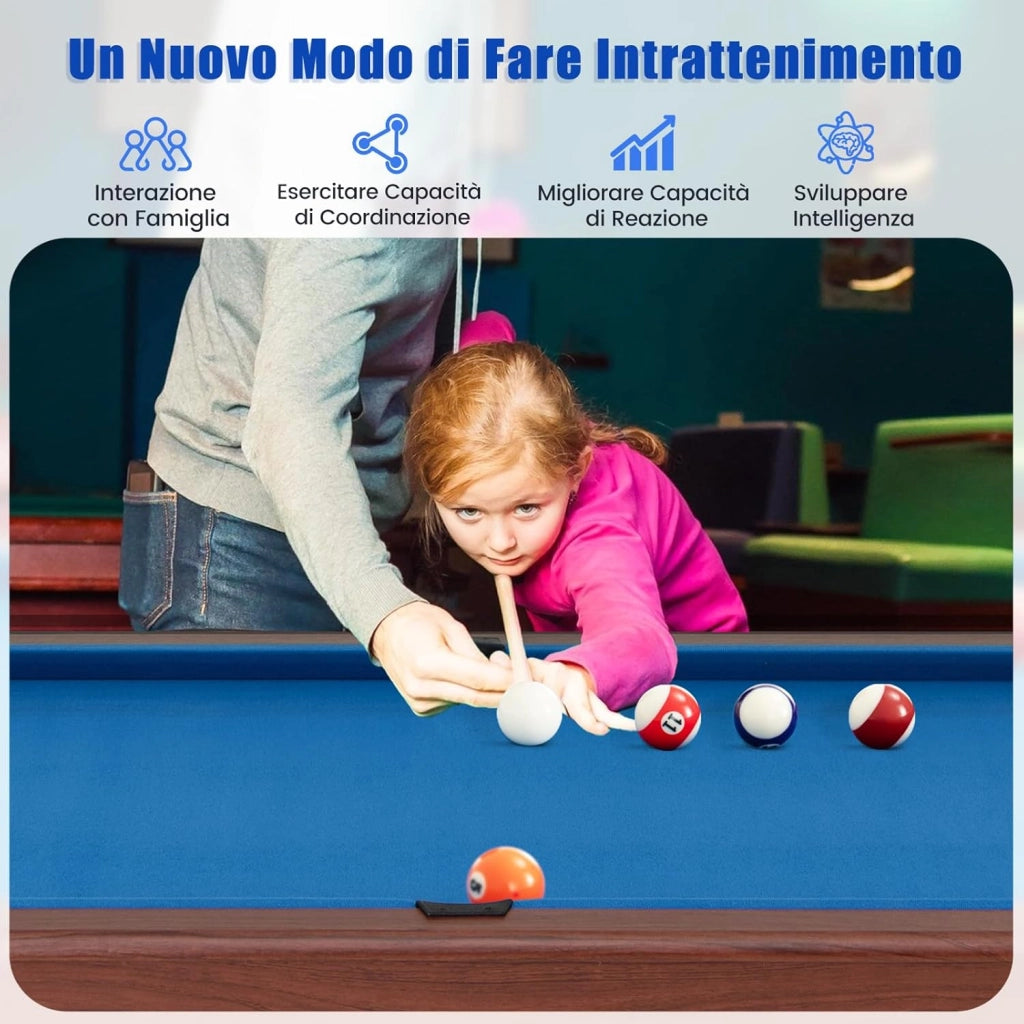 Tavolo da Biliardo, Tavolo da Gioco Biliardo in Legno con Set di Palline 2 Steccette 2 Gessi Triangolo Spazzola, Mini Tavolo da Biliardo per Sala Giochi bar Palestra, 122x61x76 cm