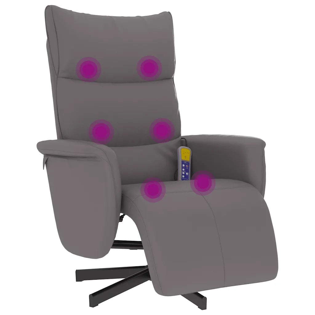 Poltrona Reclinabile Massaggiante | Sedia Relax Poggiapiedi Grigia Similpelle
