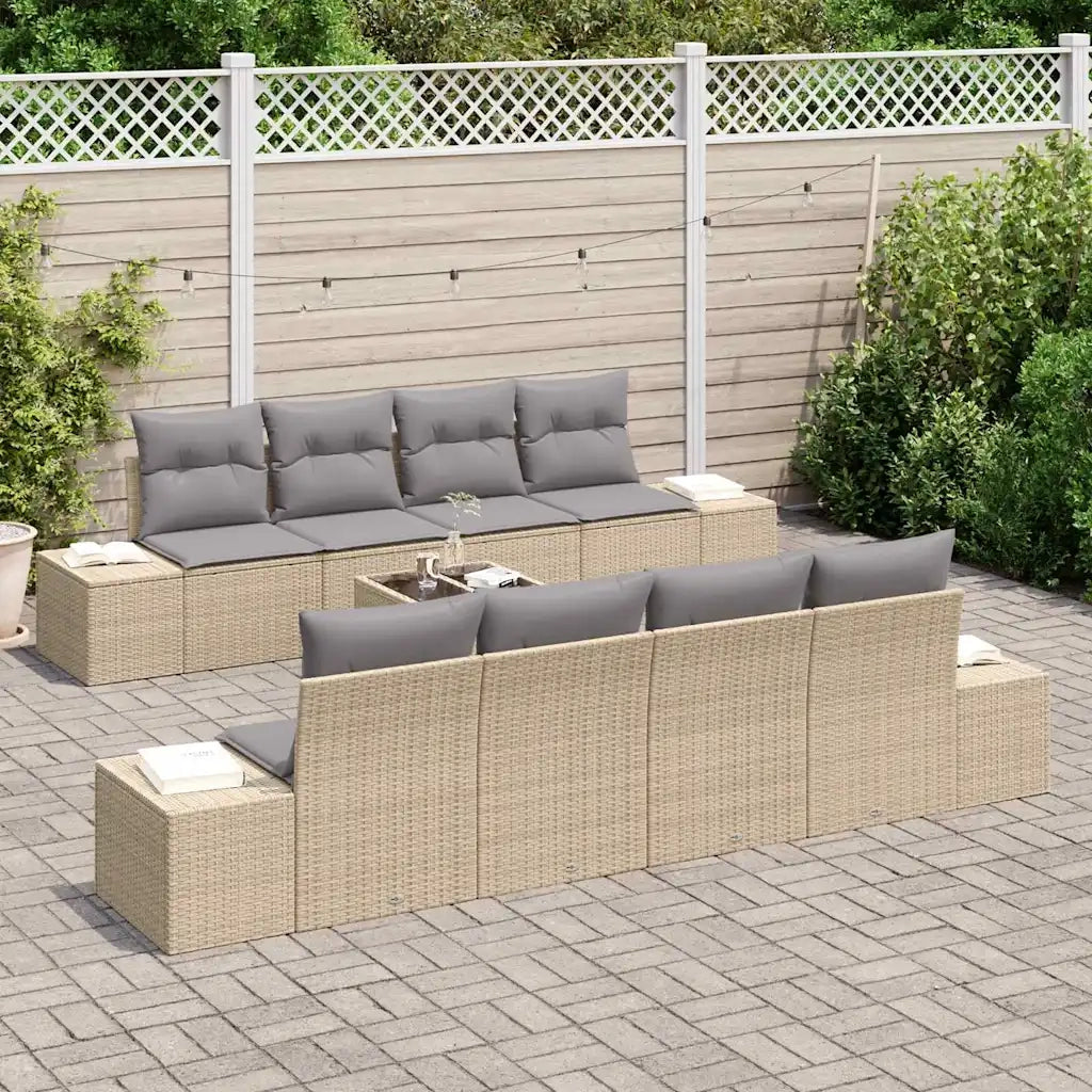 Set Divano da Giardino 8 pcs Beige e grigio polyrattan 3355659