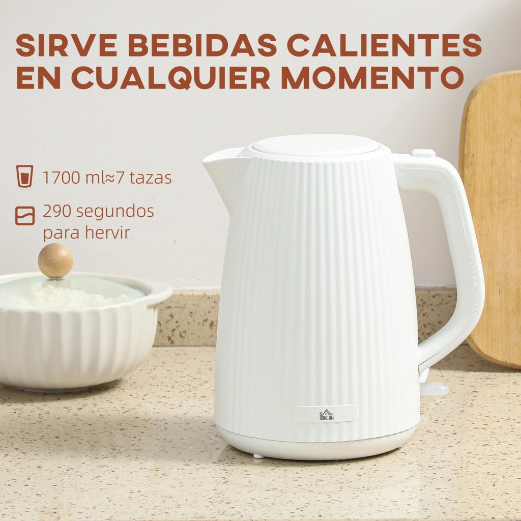 Bollitore Elettrico 1,7L 2200W ¨C Minimal ¨C Filtro Anticalcare Scollegabile, Spegnimento Automatico, Base Girevole 360¡ã, Crema
