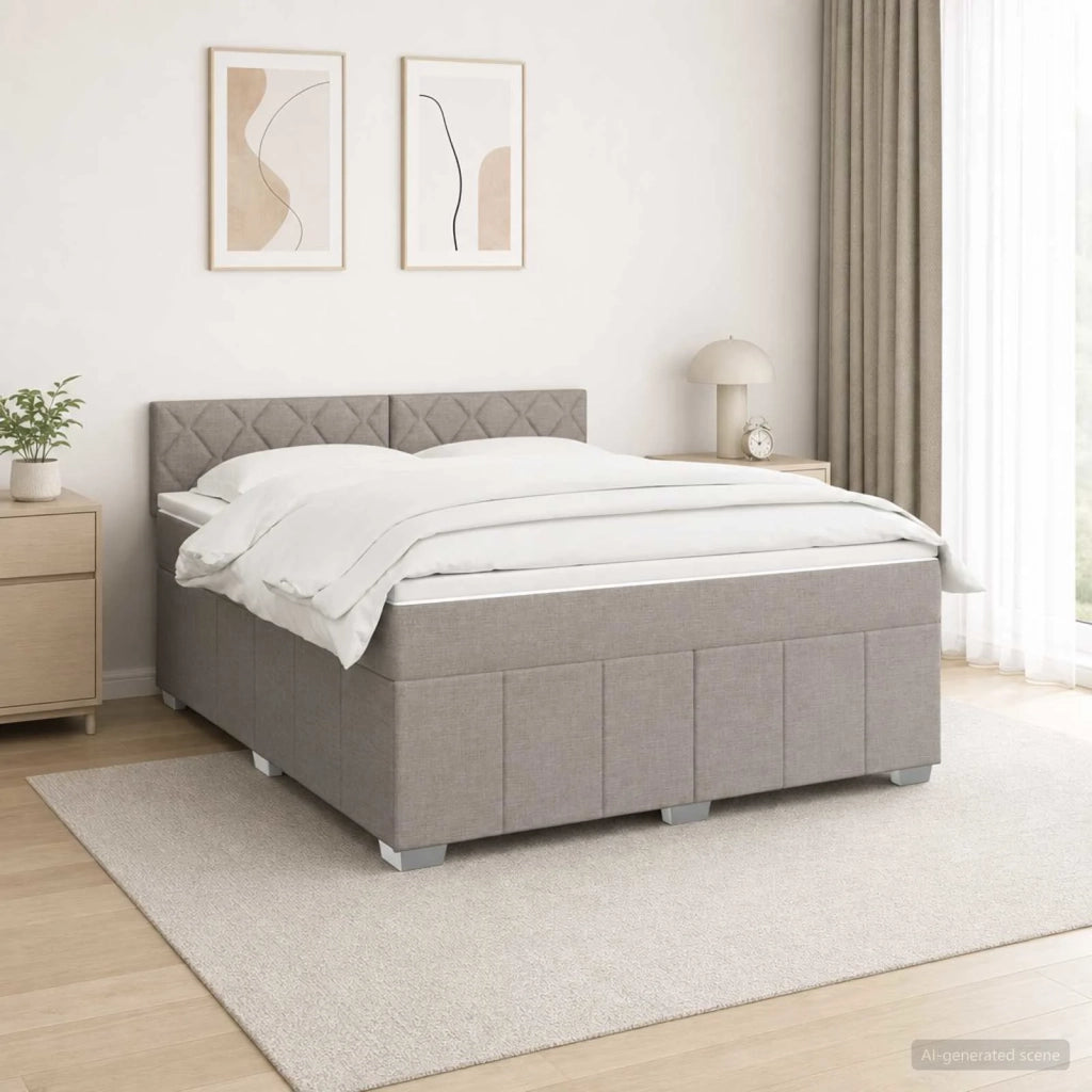 Letto box spring con materasso Tortora 160 x 200 cm Tessuto 3451259
