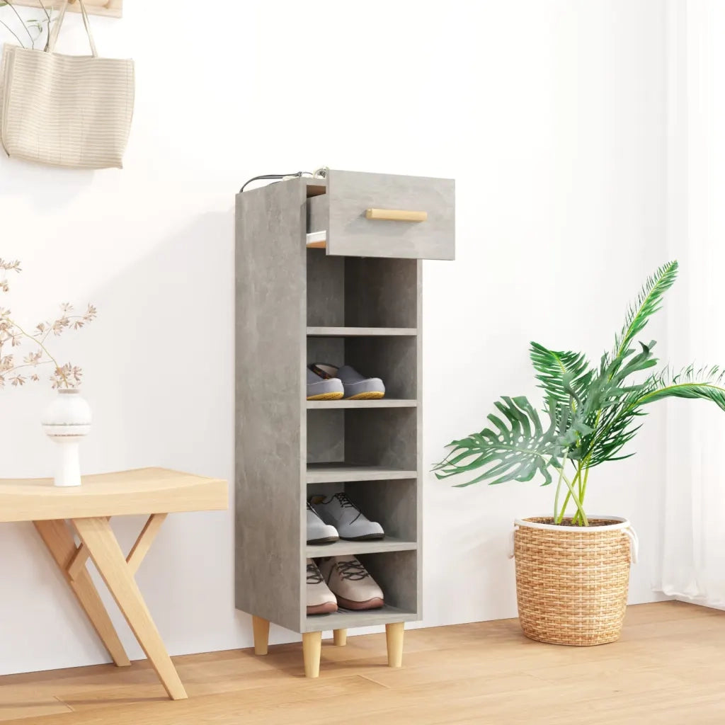 Scarpiera-Scaffale per scarpe Grigio Cemento 30x35x105 cm in Legno Multistrato 215605