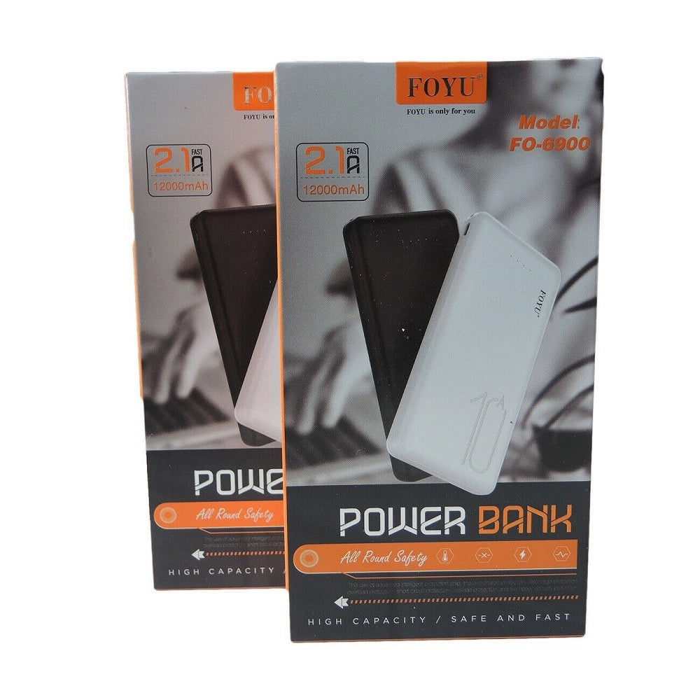 Trade Shop - Power Bank 12000mah 2 Usb Batteria Emergenza Supplementare 2.1a Type-c Fo-6900 -