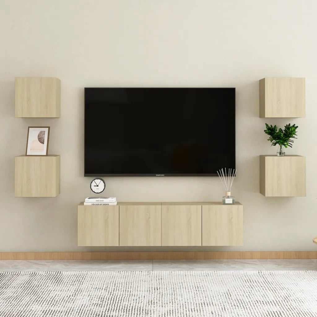 Set di Mobili Porta TV 6 pz | Armadietto TV | Mobile Porta TV Rovere Sonoma in Legno Multistrato