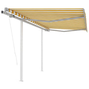 Tenda da Sole Retrattile Automatica e Pali 3x2,5m Gialla Bianca