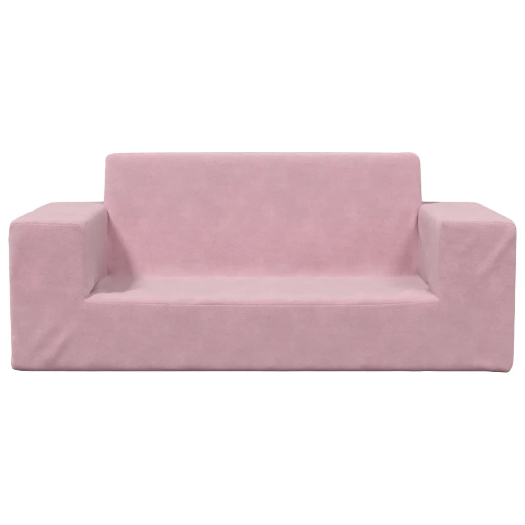 Divano per Bambini 2 Posti-Sofa-Divanetto Rosa in Morbido Peluche 916224