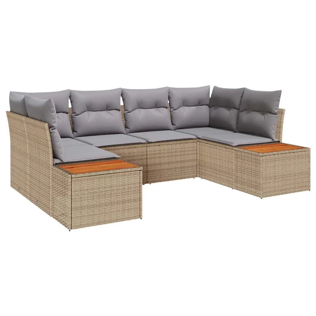 Set Divano da Giardino 6 pcs Beige e Grigio Chiaro Polyrattan 3356825