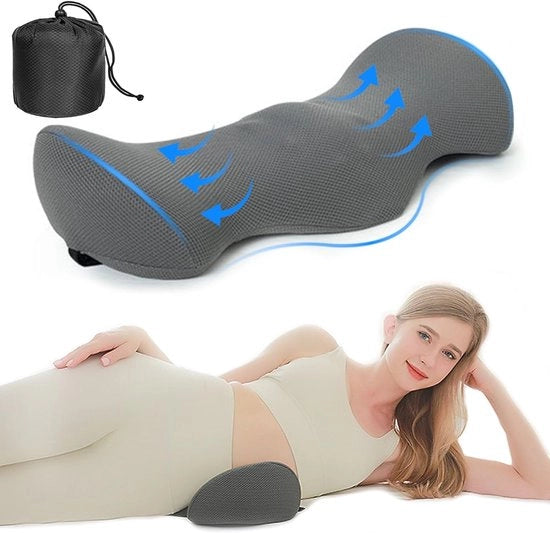 Cuscino di Supporto - Cuscino Lombaro Ergonomico a Memoria di Schiuma - Alleviazione del Dolore per la Colonna Vertebrale e Sciatica - Adatto per Letto, Sedia e Auto - Cuscino di Supporto Anatomico - Grigio - 1 Pezzo