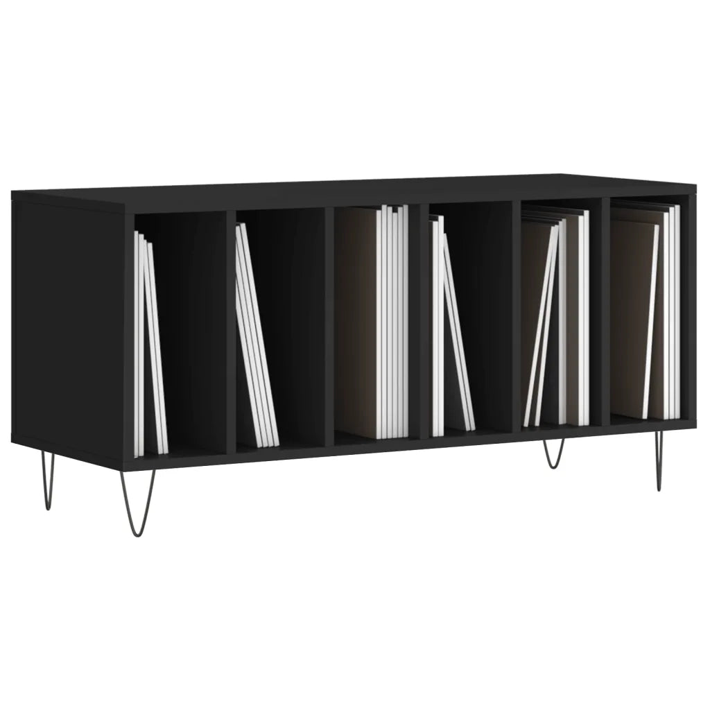 Mobile Porta Dischi Nero 100x38x48 cm in Legno Multistrato 831749