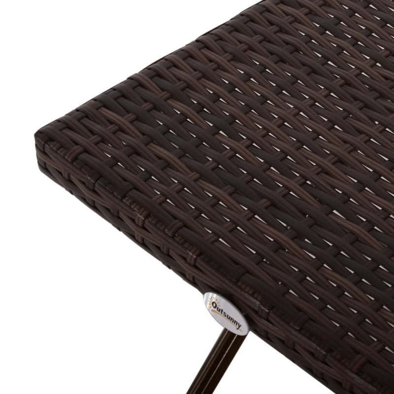 OKWISH Tavolino da Giardino Pieghevole con Piano Quadrato, in Polyrattan, per Balcone e Terrazza, Marrone, 40×40×40 cm