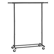 Appendiabiti con ruote capacità di carico 70 kg resistente pieghevole armadio estensibile 160 cm ripiano portaoggetti nero 12_0003660