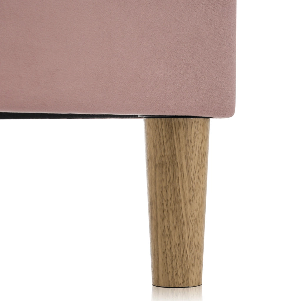 Letto singolo imbottito in velluto rosa con porta USB e Type-C