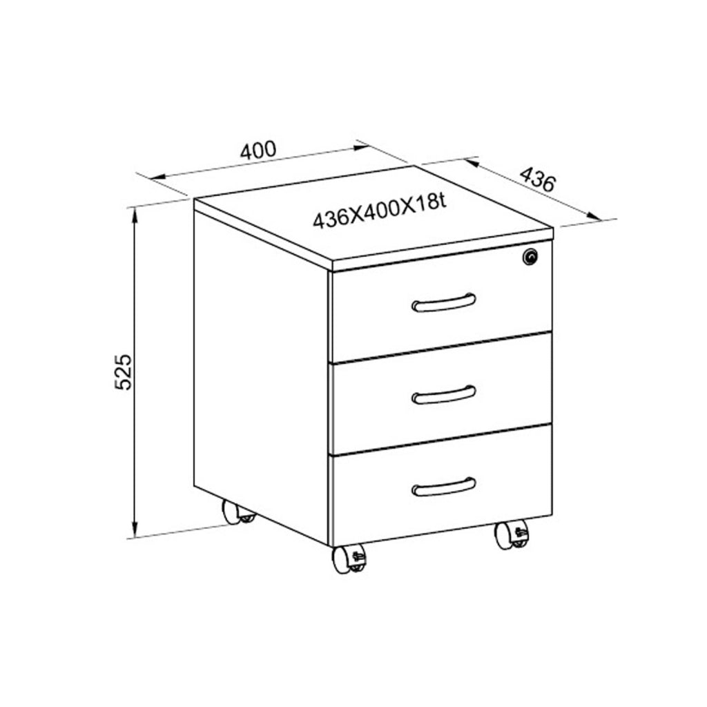 Marvin Cassettiera Ufficio In Legno Chiave Sicurezza Con Ruote Per Scrivania Tavolo 3 Cassetti Ripiani Grigio Ghiaccio