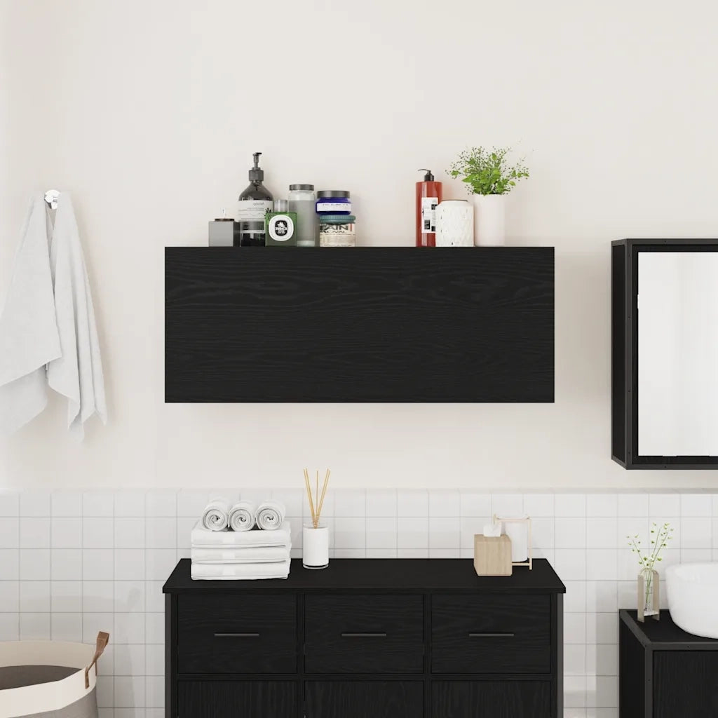 Mobile da Bagno | Armadio da bagno a Parete Nero 100x25x40 cm in Truciolato