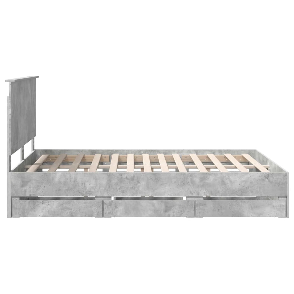 Struttura del letto con cassetto-Giroletto con contenitore-Rete del Letto Grigio cemento 150 x 200 cm 938909