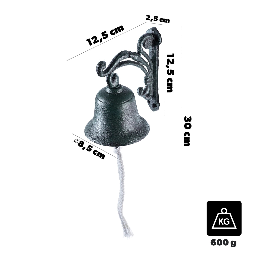 Campanello in ghisa KADAX per porte da giardino, campanello decorativo in stile retrò.