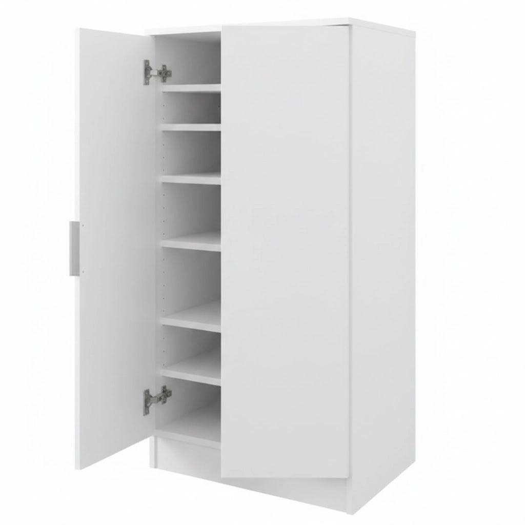 Mobile Porta Scarpe Armadio Multiuso Con 2 Ante E 6 Ripiani Estraibili Scarpiera Salvaspazio Design Moderno Minimal Per Ingresso Corridoio Camera Ripostiglio 108 X 55 X 39.6 Cm Bianco