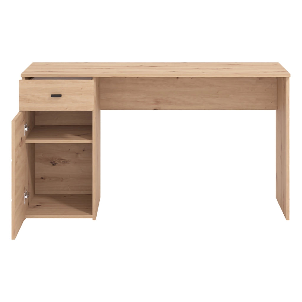 Porven, Scrivania un Cassetto, 140x50x77h cm Marrone Rovere Nodi