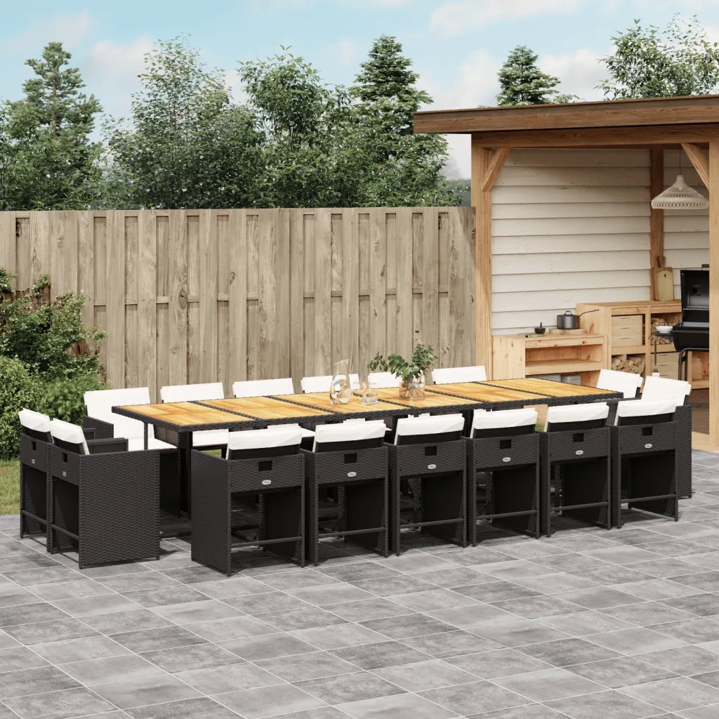 vidaXL Set da Pranzo da Giardino 17 pz con Cuscini Nero in Polyrattan