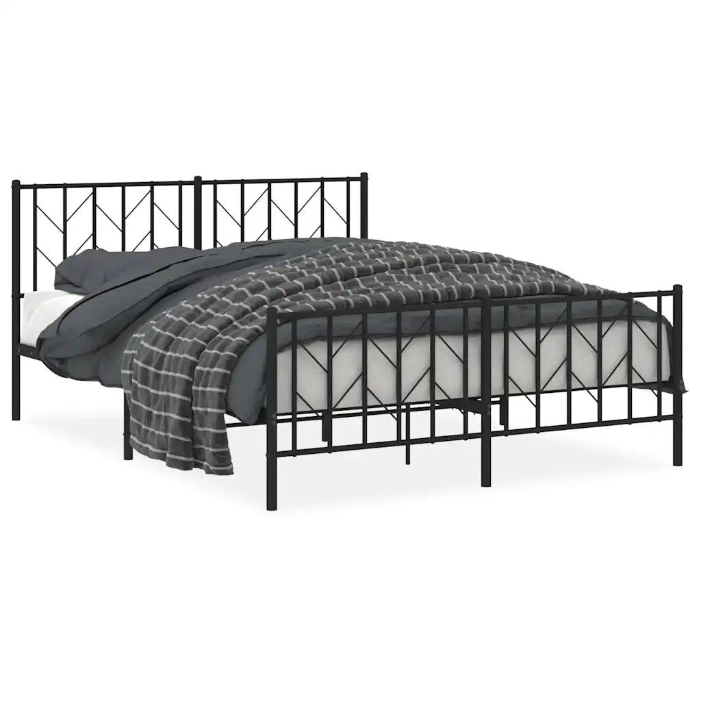 Giroletto con Testiera e Pediera Metallo Nero 150x200 cm 374457